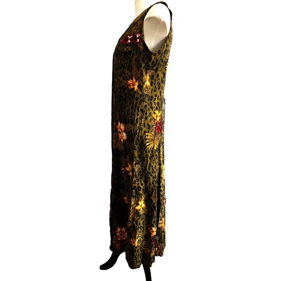 Vintage Floral Racerback Boho Maxi Dress Sz 12 by Scarlett Green Animal Print - Picture 13 of 15